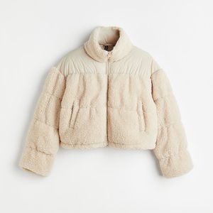 H&M Padded Teddy Bear Jacket. Light beige. Size L